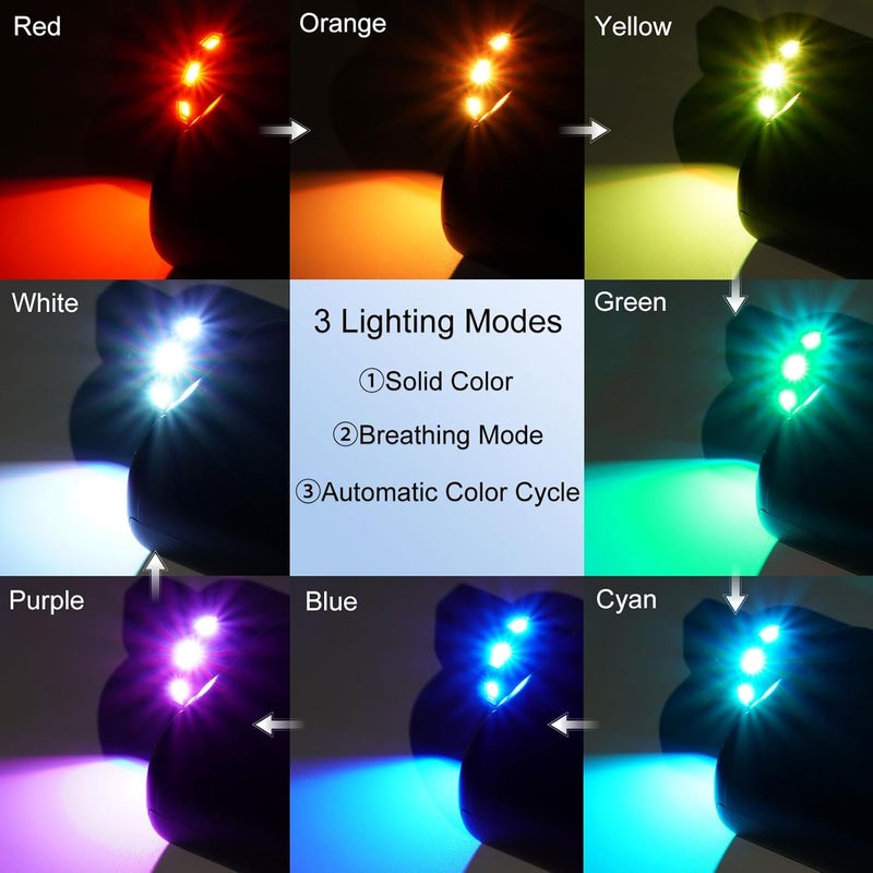QUIVICO ضوء LED صغير من نوع USB-C، إضاءة داخلية RGB بألوان 8 لتزيين الهاتف، اللابتوب، لوحة المفاتيح، مصباح ليلي، قابل للتعديل في السطوع والاتجاه (الكمية: 2) - Image 2